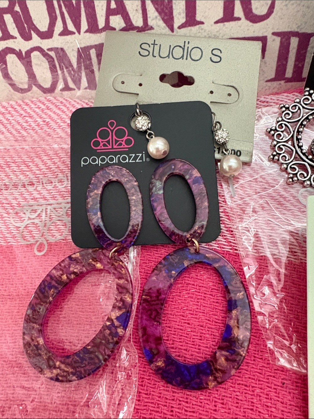 paparazzi earrings and other brands with Pink and Silver Mixed Bead Necklace - Picture 3 of 5